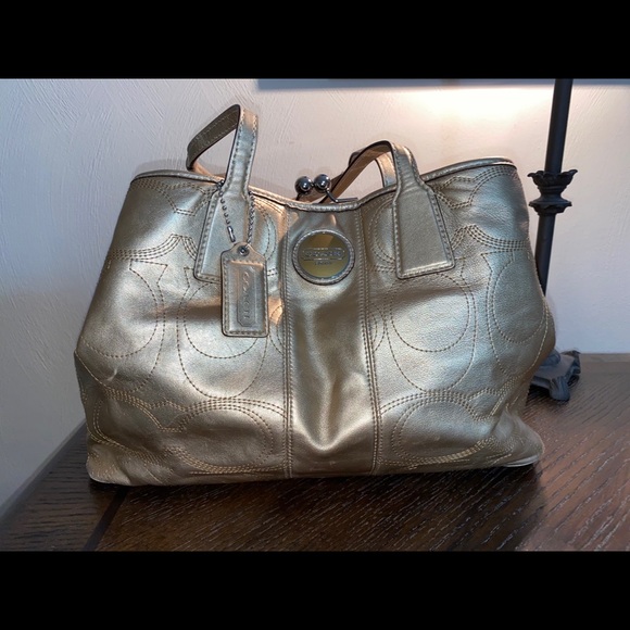 Coach Handbags - Cute Gold Metallic Coach Purse